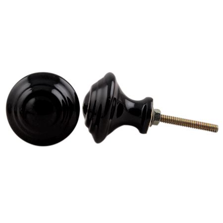 Black Solid Ceramic Drawer Knob